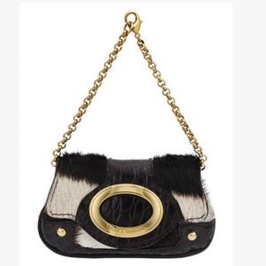Dolce & Gabbana Black and White Clutch with Gold Accents